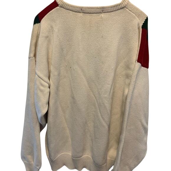 Vintage golf sweater John Ashford argyle sweater cream, red, navy, green Sz XXL - Picture 3 of 4